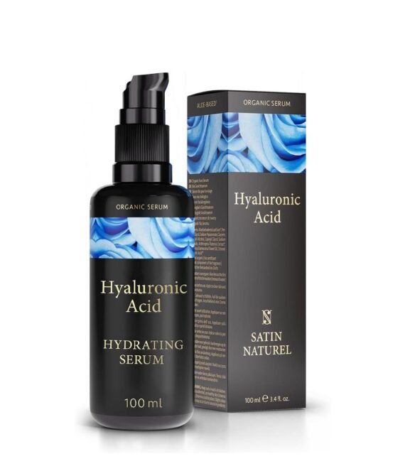 Hyaluronic Acid Serum for Face 100ml, Face Serum Skincare for a Rejuvenated Skin – Collagen Serum for Face with Organic Aloe Vera for Sensitive Skin – Vegan Skin Care by Satin Naturel
