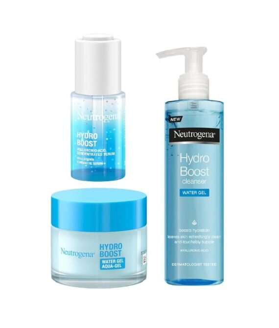 Neutrogena Hydro Boost Series, 3-Step Facial Regime, Hydration Starter Set And Skin Care Kit (Cleanser + Moisturiser + Booster), Saving Bundle